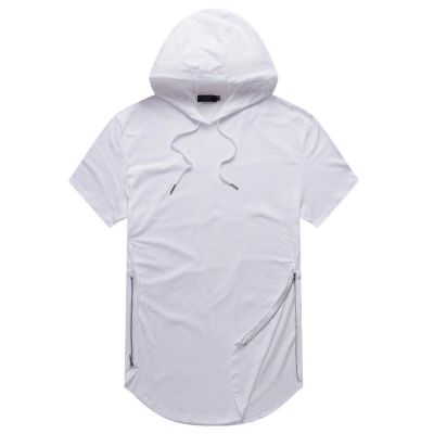 Long T-shirt à capuche manches courtes en coton pour hommes