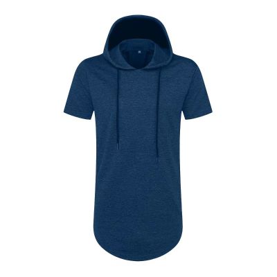 Long T-shirt à capuche manches courtes en coton pour hommes