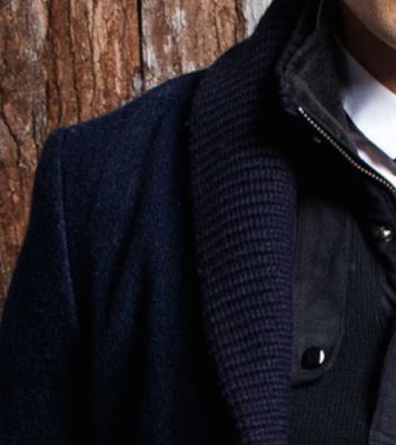 Manteau Blazer pour Homme en Laine avec Bordure Col Interieur Tricot