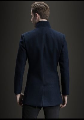 Manteau cintré en laine pour homme avec fermeture à boutons simple