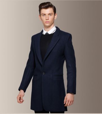 Manteau classique en laine pour homme avec ouverture col large