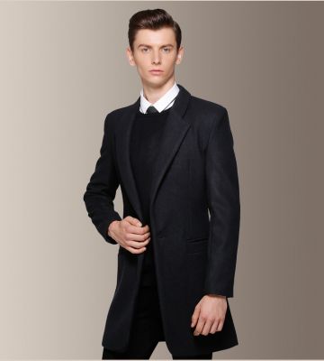Manteau classique en laine pour homme avec ouverture col large