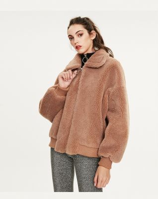 Manteau en laine court pour femme imitation mouton synthétique