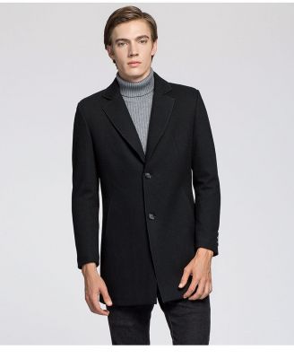 Manteau de laine pour homme longueur moyenne à deux boutons