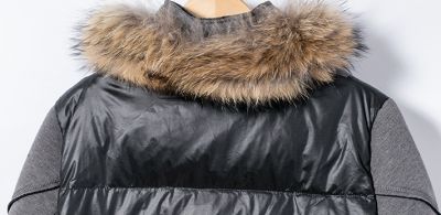 Manteau Doudoune Perfecto bicouleur avec fourrure au col