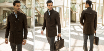 Manteau en Laine pour Homme Style Duffle Coupe Droite - Marron