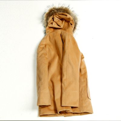 Manteau duffle pour femme avec col bordé fourrure boutons vintage