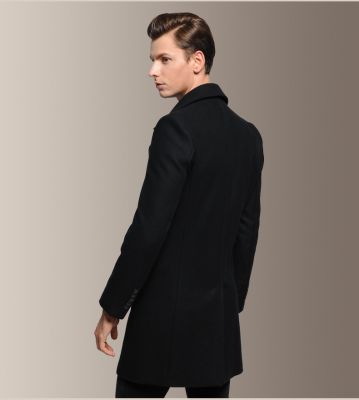 Manteau en laine classique avec rangée de boutons unique pour homme