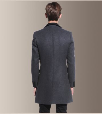 Manteau en laine mi-long pour homme avec accents contrastants