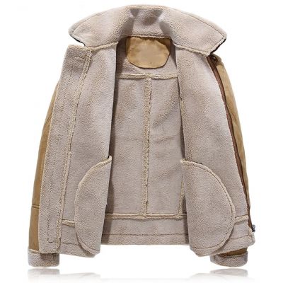 Manteau fourré mi-long pour homme en cuir vintage classique