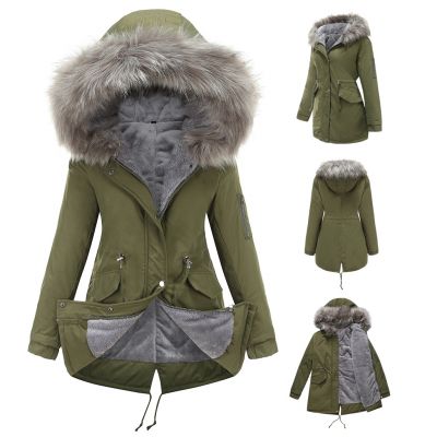 Manteau hiver court et à capuche doublé sherpa pour femme