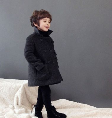Manteau hiver double boutonnage pour garçon en laine hiver