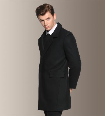 Manteau hiver en laine pour homme avec fermeture à bouton camouflée