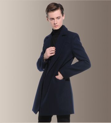 Manteau hiver laine cintré pour homme avec double boutonnage caché