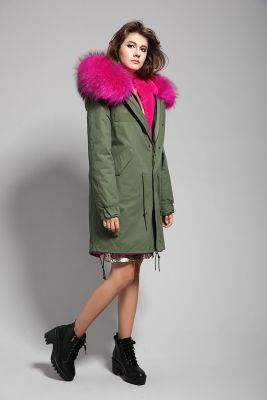 Manteau hiver mi-long pour femme avec fourrure intérieur et capuche amovible