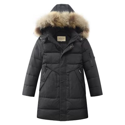 Manteau hiver pour garçon avec fourrure capuche et zip manche