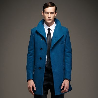 manteau laine bleu homme