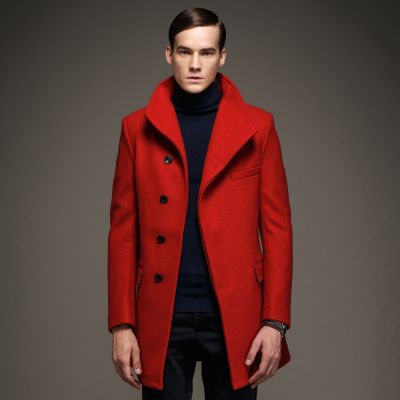 manteau laine rouge homme