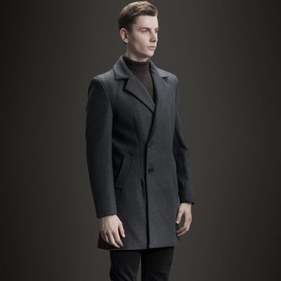 Manteau laine classique pour homme avec boutons sur le côté fermeture décalée
