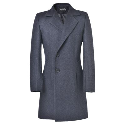 Manteau laine classique pour homme avec boutons sur le côté fermeture décalée