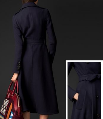 Manteau laine long pour femme double boutonnage avec ceinture