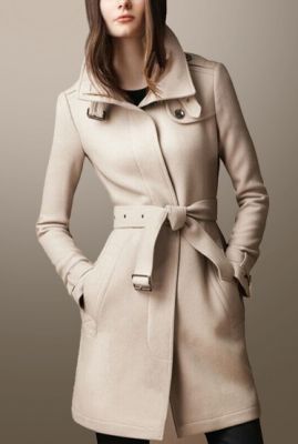 Manteau laine mi-long pour femme avec boutonnage dissimulé et ceinture
