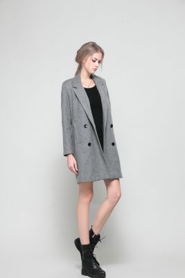 Manteau laine pour femme avec fermeture double boutonnage mi-long