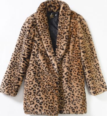 Manteau léopard fourrure synthétique pour femme tendance hiver