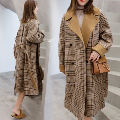 manteau femme carreaux marron