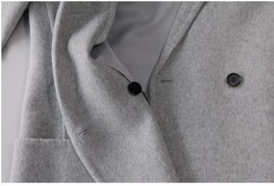 Manteau long classique pour femme avec bouton unique gris