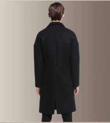 Manteau long en laine pour homme avec fermeture dissimulée