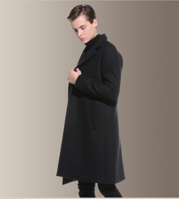 Manteau long en laine pour homme avec fermeture dissimulée