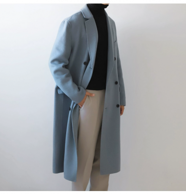 Manteau long en laine pour hommes-bleu royal
