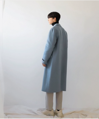 Manteau long en laine pour hommes-bleu royal