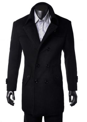 Manteau noir long homme en laine très classe 🖤