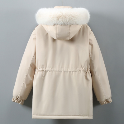 Manteau mi-long pour Femme fermeture à zip avec capuche Lignée Fourrure