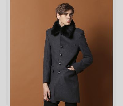 manteau avec col fourrure homme