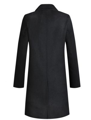 Manteau long à double boutonnage avec intérieur et extérieur en laine pour homme