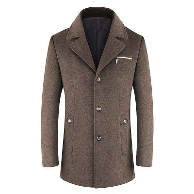 Manteau mi-long avec col fourrure pour homme vintage classique