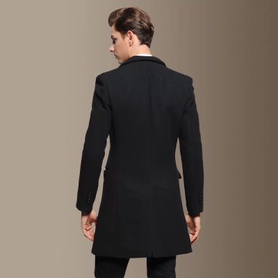 Manteau mi-long cintré en laine pour homme classique