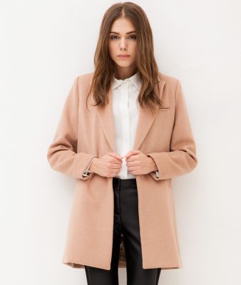 Manteau Mi Long Hiver Classique pour Femme en Laine avec Bouton Unique