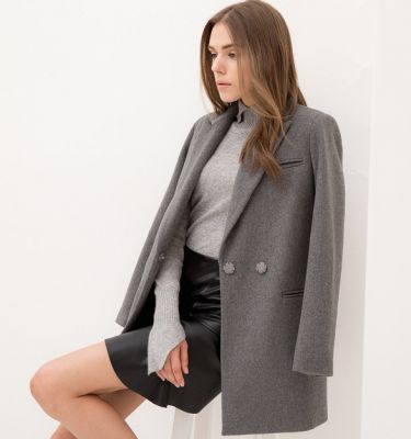 Manteau Mi Long Hiver Classique pour Femme en Laine avec Bouton Unique