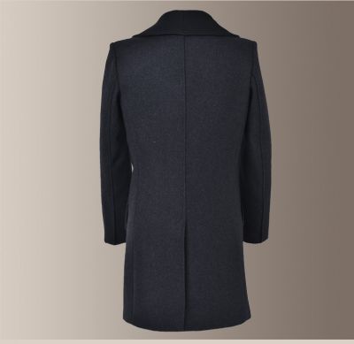 Manteau mi-long laine pour homme avec col large contrastant