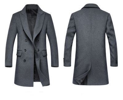 Manteau pour homme cintré classique en laine à double boutonnage