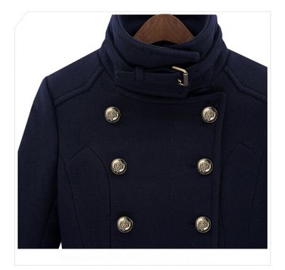 Manteau Officier long pour femme en laine avec double boutonnage