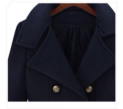 Manteau Officier long pour femme en laine avec double boutonnage