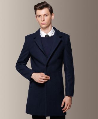 Manteau Pardessus long pour homme 2 boutons 60% laine