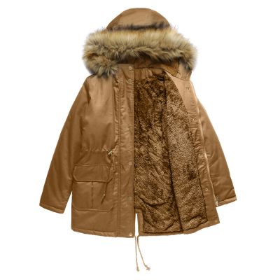 Manteau parka doublé sherpa et grande capuche fourrure synthétique pour femme  