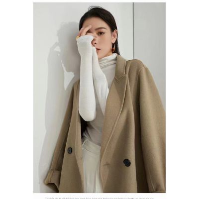Manteau trapèze long en laine pour femme