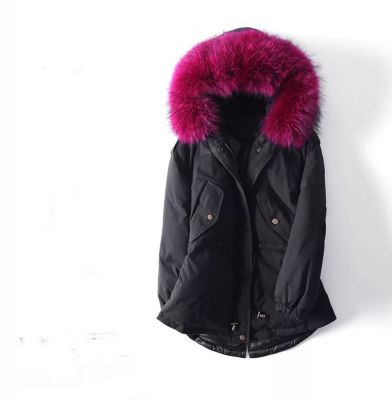 Manteau Trench hiver pour femme avec capuche à fourrure